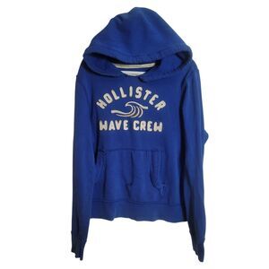 Hollister Y2K Thrashed Hoodie Wave Crew Men's XL Blue Distressed Grunge Vintage